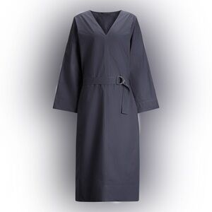 Joseph Navy Etta Cotton Poplin Midi Dress Lagenlook Quiet Luxury - Small/ EU34